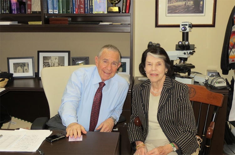 Dr. Eugene Schiff (left) and our former administrator, Patricia Villacorta (right), matriarch of the Schiff Center.