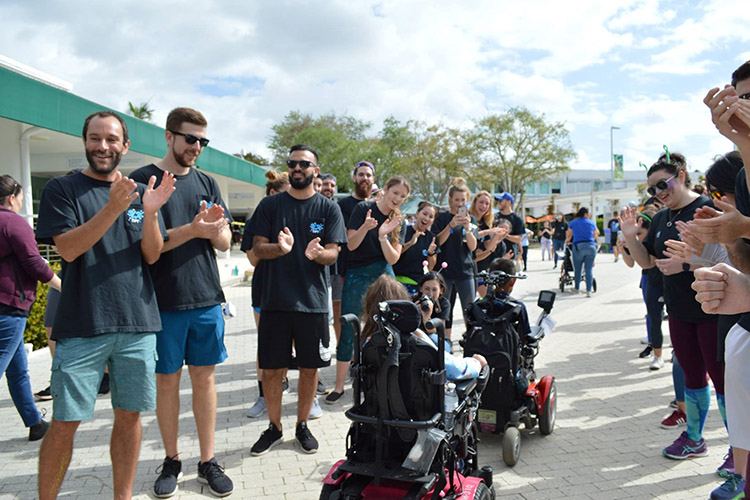 Students cheering at an event 