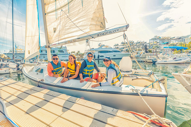 People in a sailboat