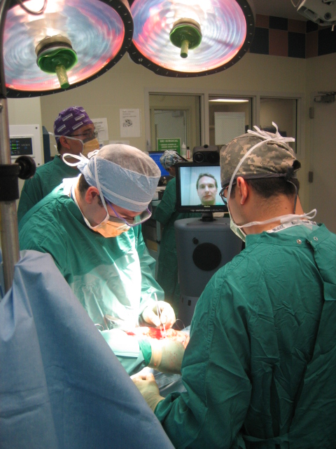 Surgeons at work in an operating room