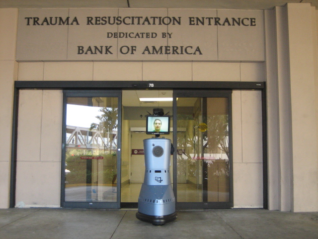Telemedicine cart outside of the Trauma entrance
