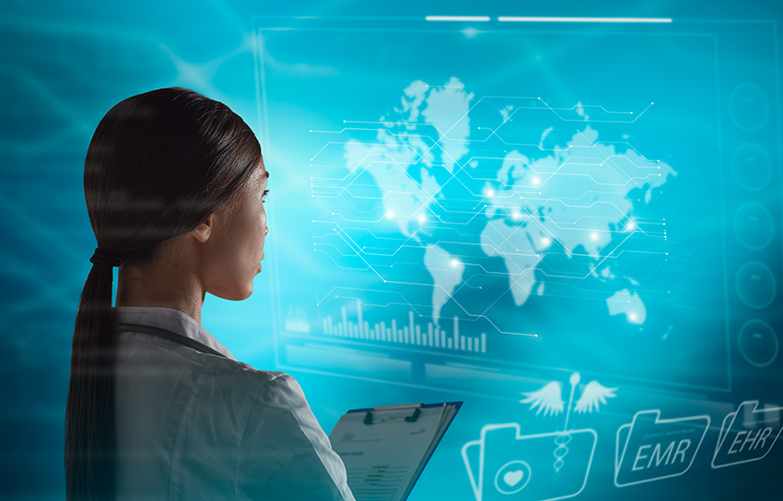 Abstract world and global health care technology concept