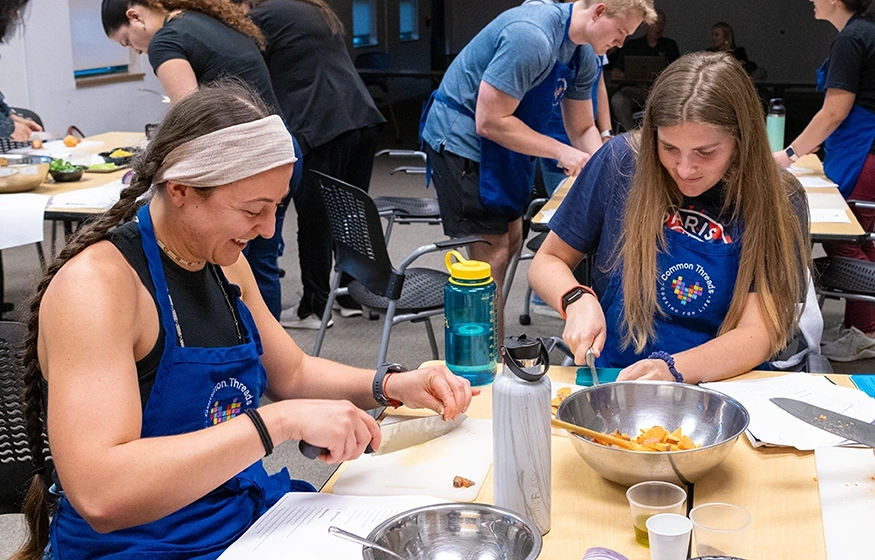 Medical students learning about the importance of nutrition