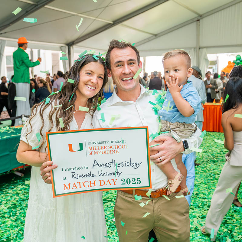 Family poses for a photo at Match Day 2025