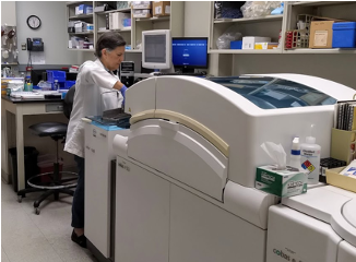 Lab member at work