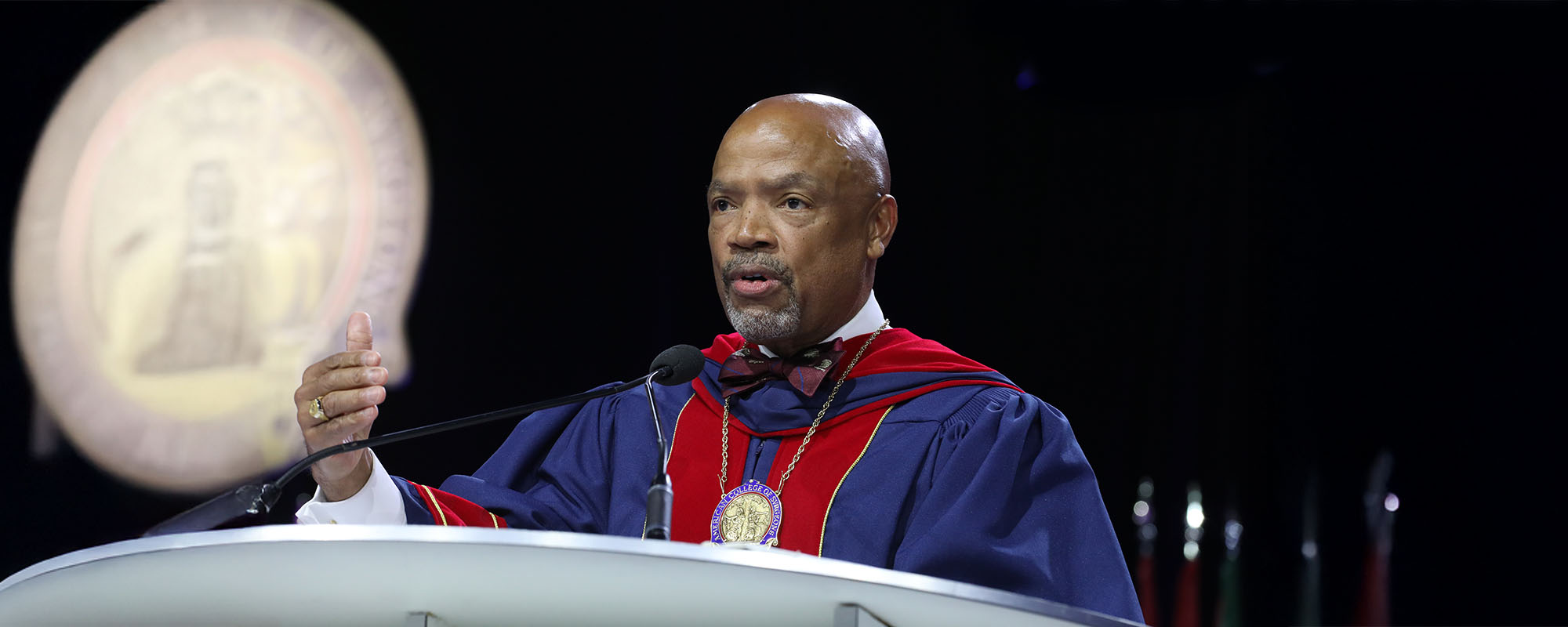 Miller School Dean Henri Ford speaking to the American College of Surgeons