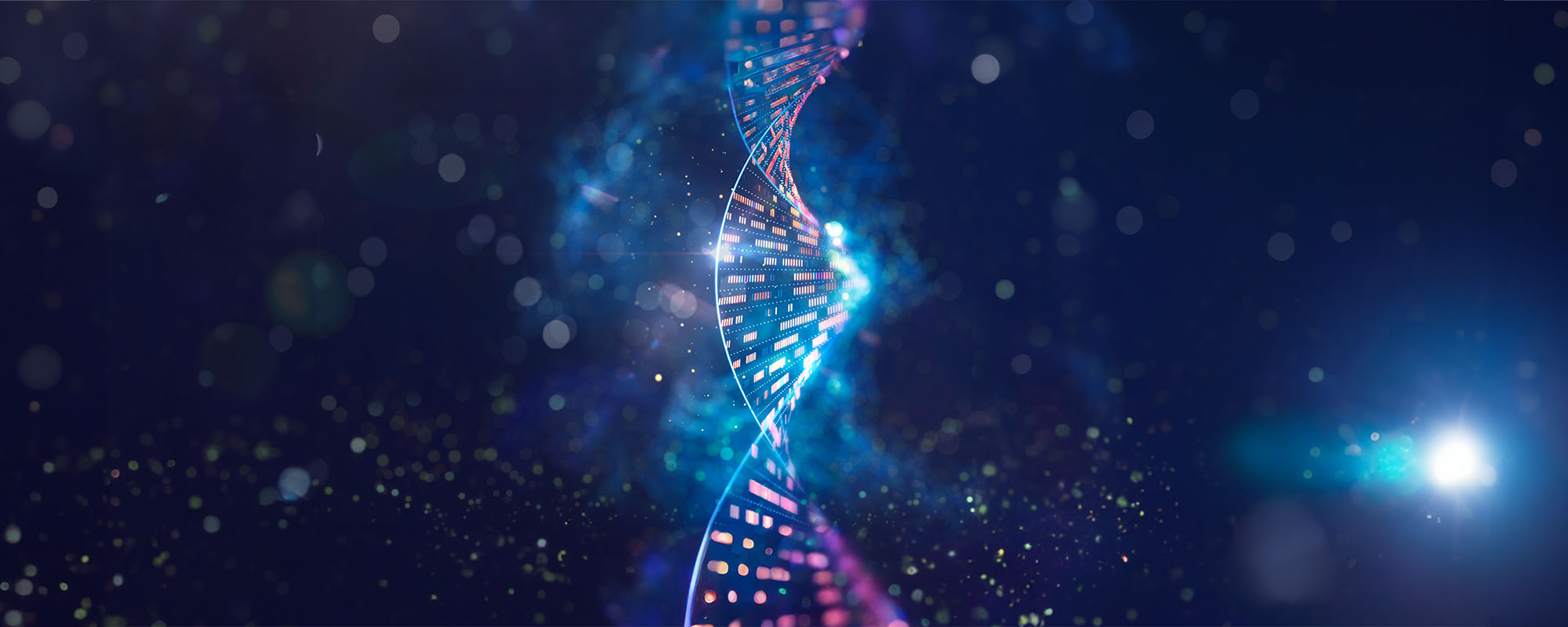 DNA double helix illustration with a technology theme